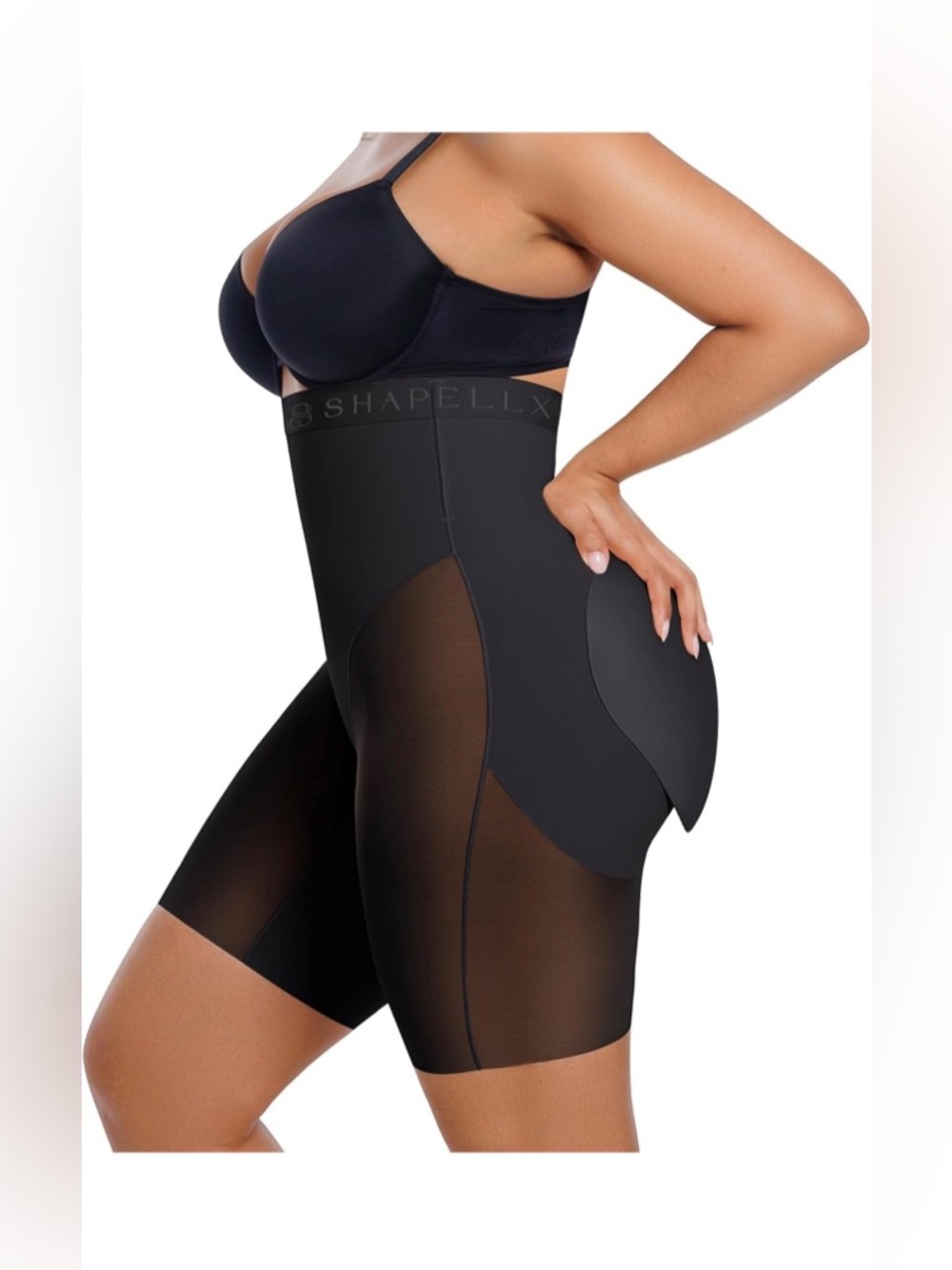 SHAPELLX High-Waist Black Sculpting Butt Lifter with Removable Pads NWT LARGE